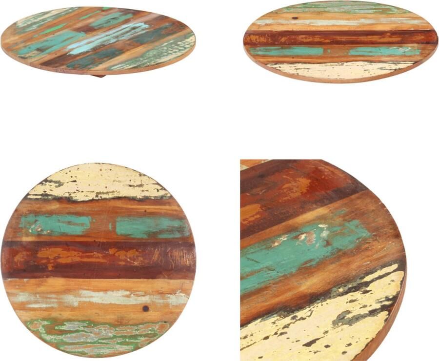 VidaXL Tafelblad rond 15-16 mm 50 cm massief gerecycled hout Tafelblad Tafelbladen Vervangende Tafelblad Vervangende Tafelbladen