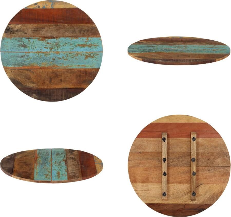 VidaXL Tafelblad rond 15-16 mm 60 cm massief gerecycled hout Tafelblad Tafelbladen Vervangende Tafelblad Vervangende Tafelbladen