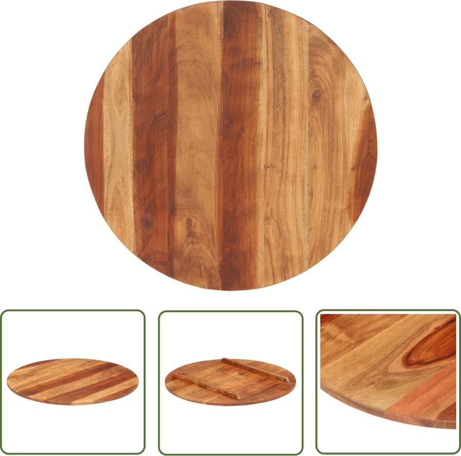 The Living Store Houten Tafelblad Massief Sheeshamhout 70 cm Diameter Rustieke Charme Inclusief Houtsteunen Gepolijst Geschilderd Gelakt Houten Tafelblad Ronde Tafel Acacia Hout Vintage Tafel Landelijke Tafel - Foto 4