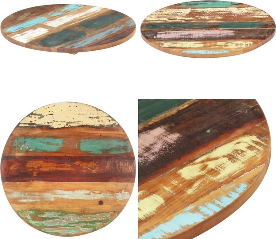 VidaXL Tafelblad rond 25-27 mm 40 cm massief gerecycled hout Tafelblad Tafelbladen Vervangende Tafelblad Vervangende Tafelbladen