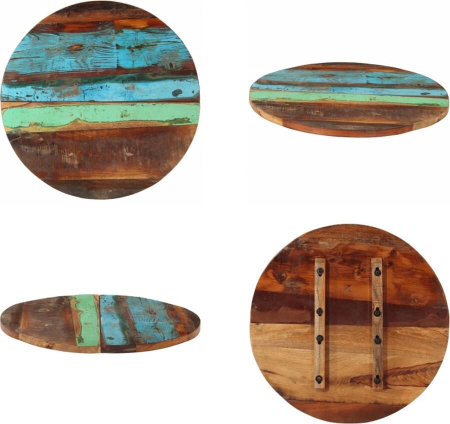 VidaXL Tafelblad rond 25-27 mm 60 cm massief gerecycled hout Tafelblad Tafelbladen Vervangende Tafelblad Vervangende Tafelbladen
