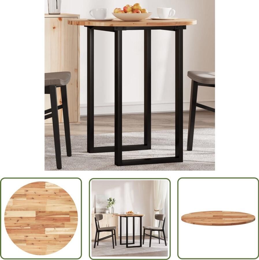 The Living Store Tafelblad rond Ø 50x2 cm massief acaciahout Houten Tafelblad Acacia Tafelblad Ronde Tafelblad Eetkamertafel Blad Salontafel Blad - Foto 2