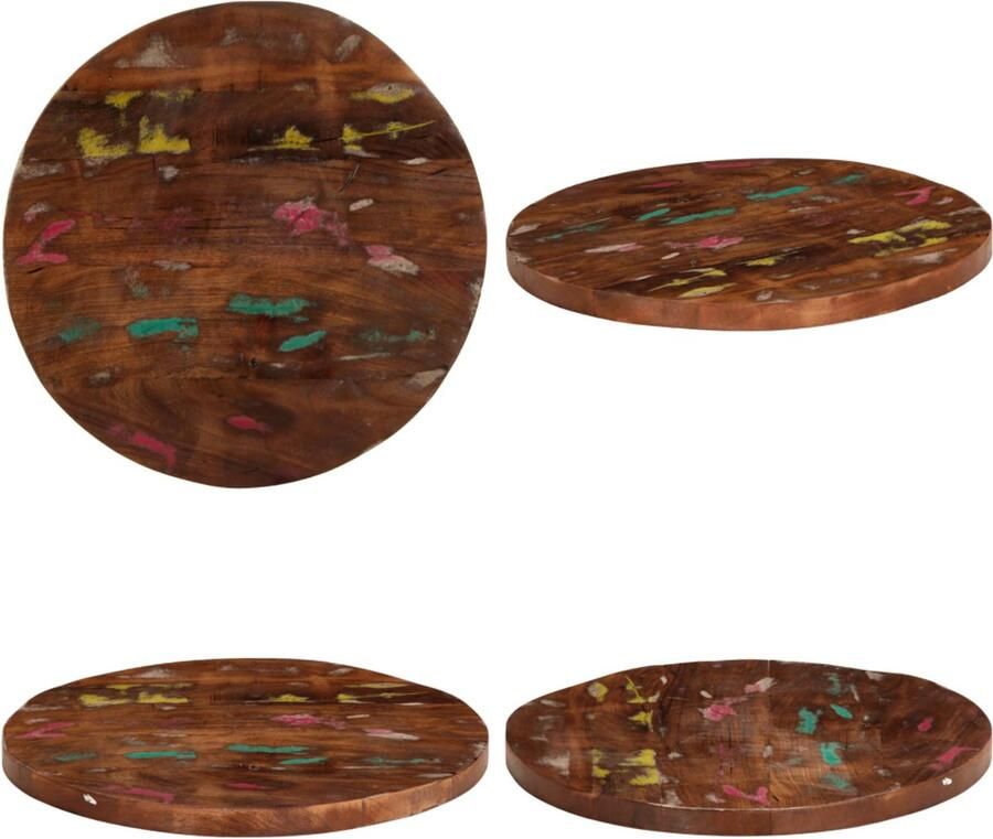 VidaXL Tafelblad rond Ø 50x3 8 cm massief gerecycled hout Vervangend Tafelblad Meubelpaneel Blad Houten Blad
