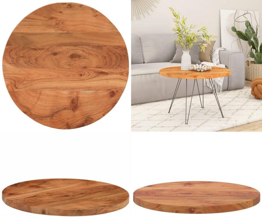 VidaXL Tafelblad rond Ø 60x2 5 cm massief acaciahout Tafelblad Tafelbladen Vervangend Tafelblad Blad