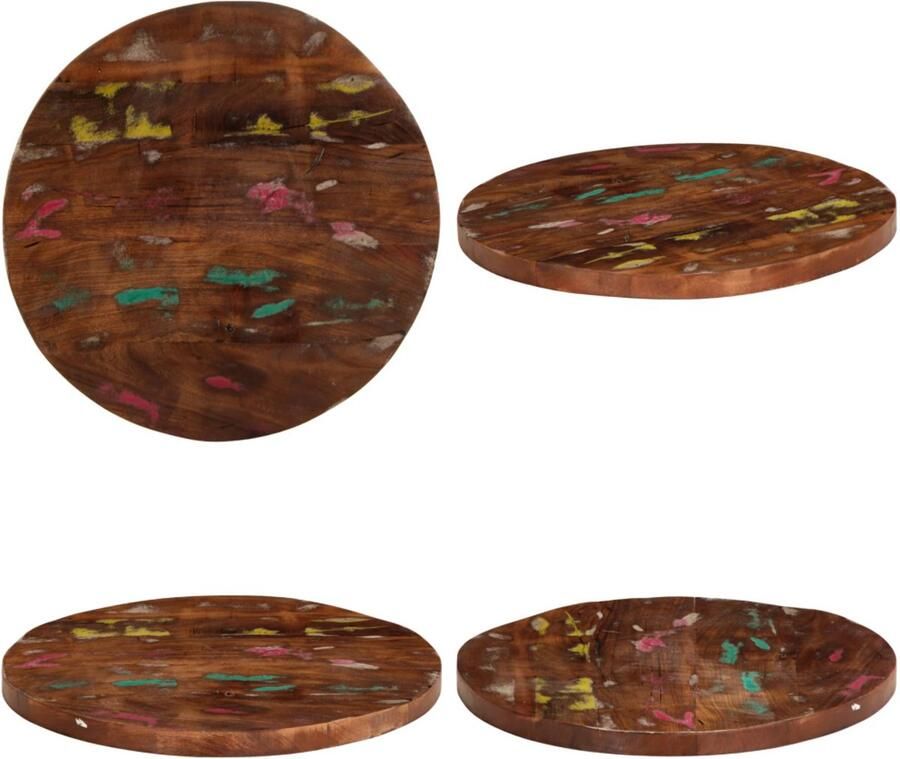 VidaXL Tafelblad rond Ø 60x2 5 cm massief gerecycled hout Vervangend Tafelblad Meubelpaneel Blad Houten Blad
