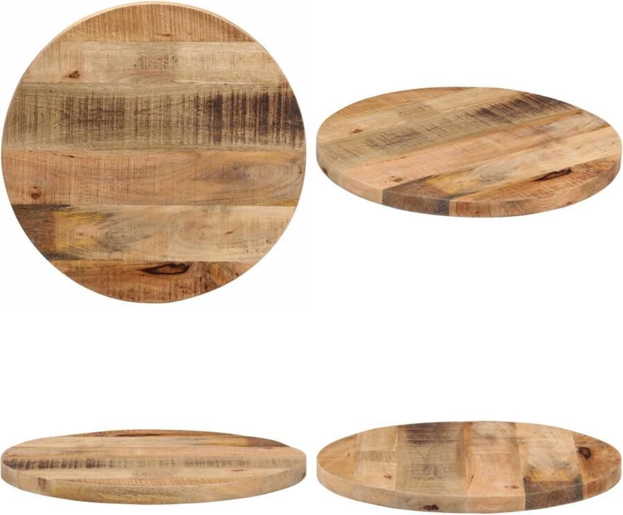 VidaXL Tafelblad rond Ø 60x2 5 cm massief ruw mangohout Vervangend Tafelblad Meubelpaneel Blad Houten Blad