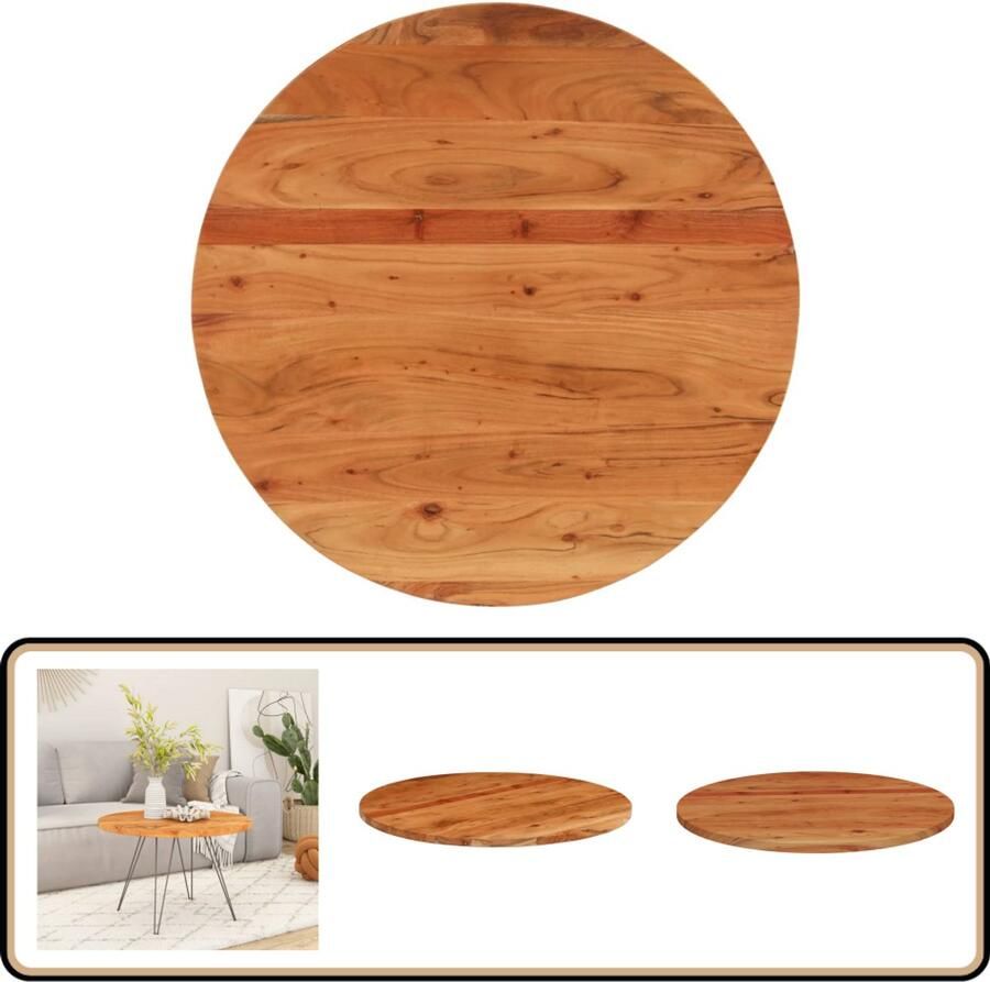 VidaXL Tafelblad Rond 70 cm Massief Acaciahout Tafeltblad Tafelblad Acacia Ronde Tafelblad Salontafelblad Houten Tafelblad