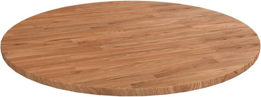 VidaXL Tafelblad rond Ã˜70x1 5 cm bewerkt massief eikenhout lichtbruin - Foto 3