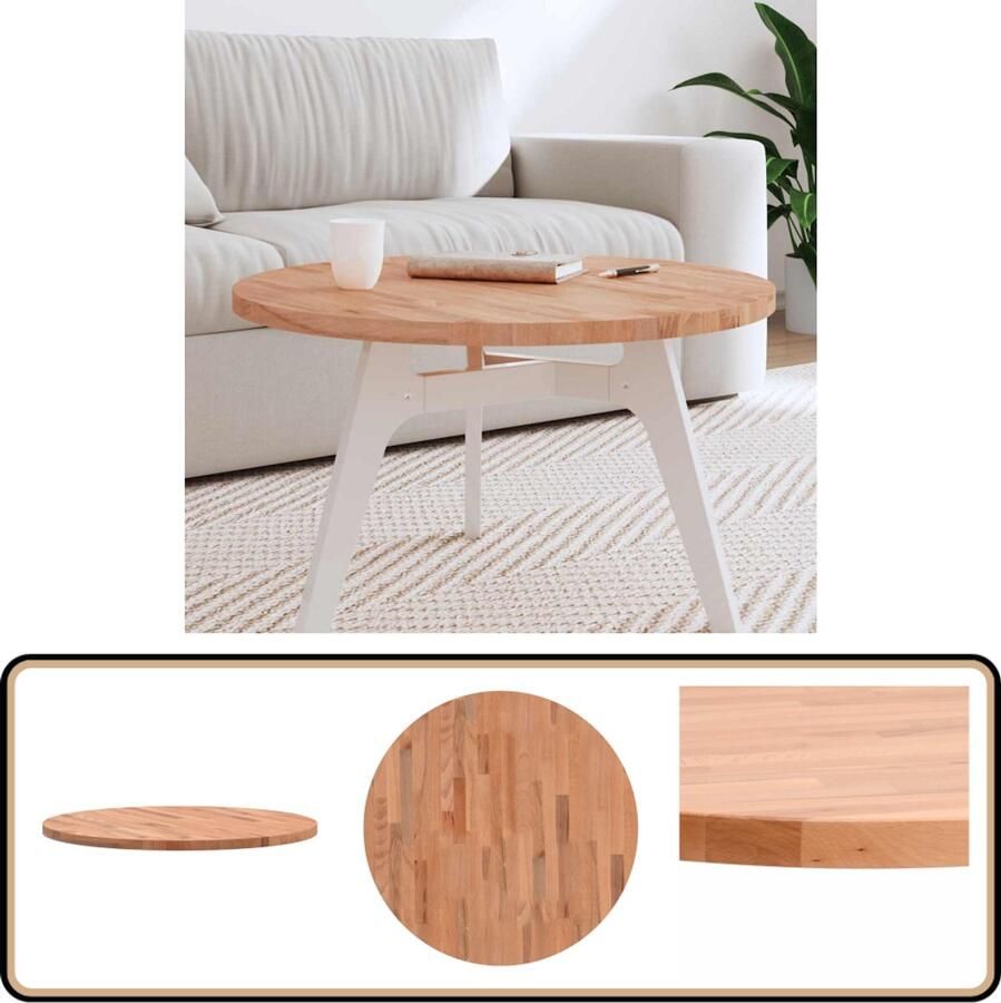 VidaXL Tafelblad Rond 70x2 5 cm Massief Beukenhout Tafeltje Blad Salontafel Tafelblad Vervangen Beukenhouten Tafelblad Rond Tafelblad