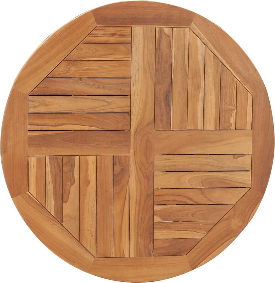 VidaXL Tafelblad Rond 80 cm Massief Teakhout Tafelblad Teak Ronde Tafel Tafeltje Buitenkamerset Tuintafel Terrastisch - Foto 2