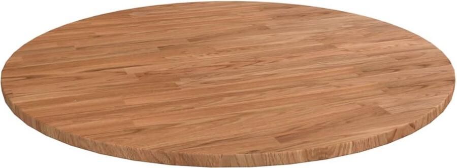 VidaXL Tafelblad rond Ø80x1 5 cm bewerkt massief eikenhout lichtbruin - Foto 3