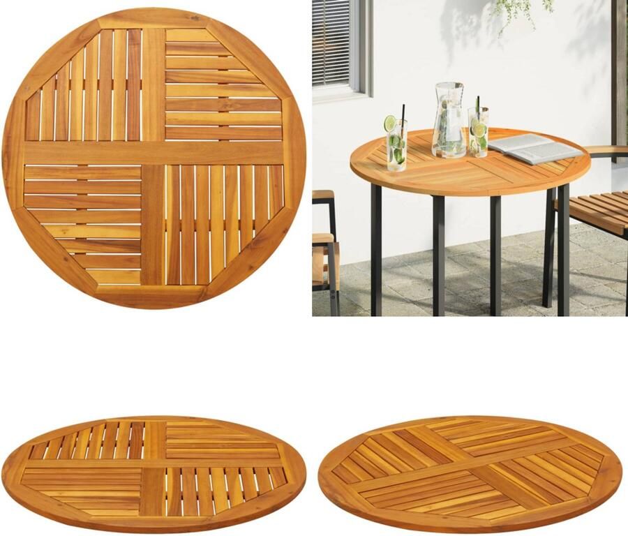 VidaXL Tafelblad rond Ø 90x2 2 cm massief acaciahout Tafelblad Tafelbladen Tafelblad Vervangend Tafelblad