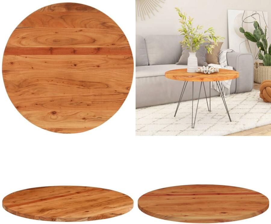 VidaXL Tafelblad rond Ø 90x2 5 cm massief acaciahout Tafelblad Tafelbladen Vervangend Tafelblad Blad