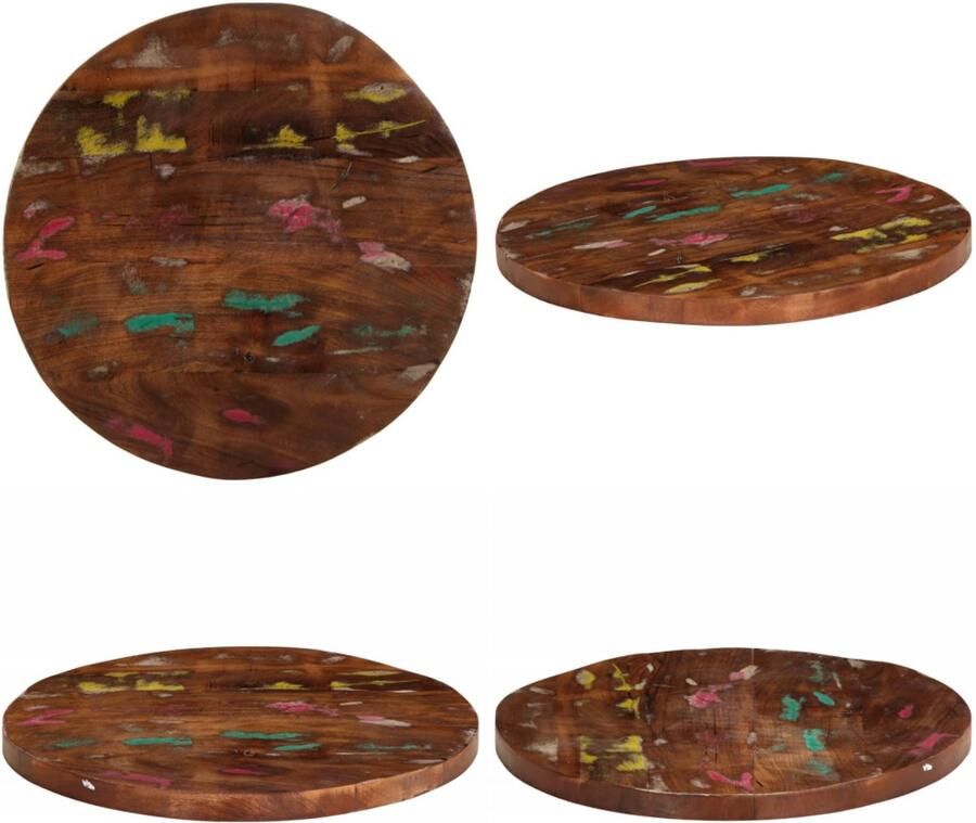 VidaXL Tafelblad rond Ø 90x2 5 cm massief gerecycled hout Vervangend Tafelblad Meubelpaneel Blad Houten Blad