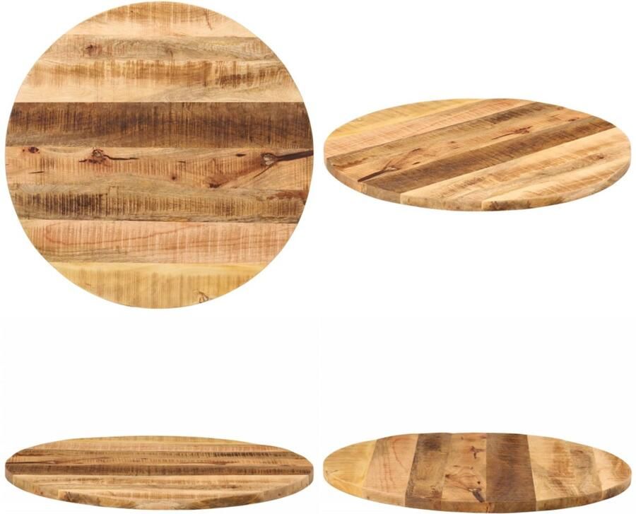 VidaXL Tafelblad rond Ø 90x2 5 cm massief ruw mangohout Vervangend Tafelblad Meubelpaneel Blad Houten Blad