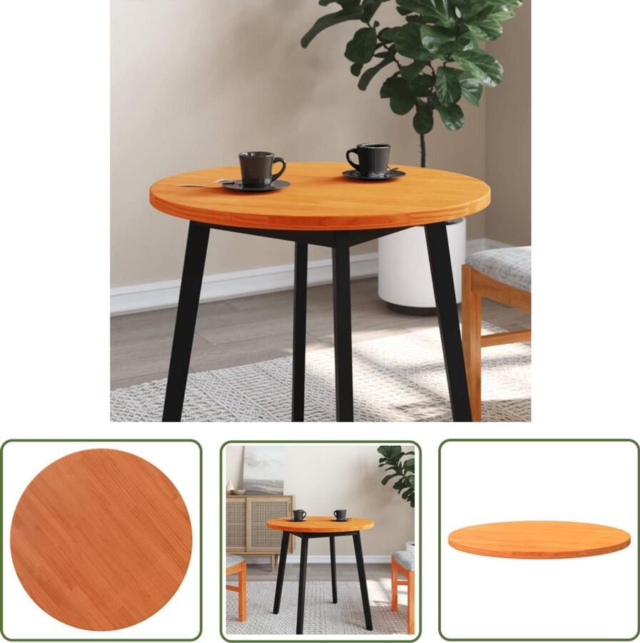 The Living Store Tafelblad rond Ø70x2 5 cm massief grenenhout wasbruin Houten Tafelblad Rond Grenenhout Tafelblad Vintage Tafelblad Rustic Tafelblad