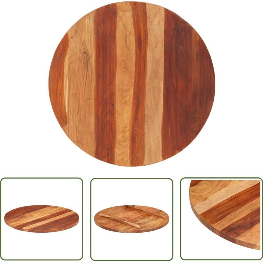 VidaXL Tafelblad Rond Massief Acaciahout 70 cm Tafelblad Acacia Hout Landelijke Stijl Vintage Tafel Ronde Tafel Salontafel Eetkamertafel Herbruikbare Materialen