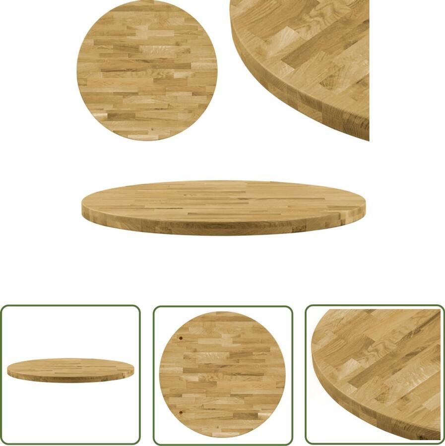 VidaXL Tafelblad Rond Massief Eikenhout 400 mm Tafelblad Eikenhouten Tafelblad Ronde Tafelblad Massief Eikenhout Tafelblad Vervangen Interieurdecoratie Eetkamerset Salontafel Koffiehoek Vintage Stijl Landelijk Wonen