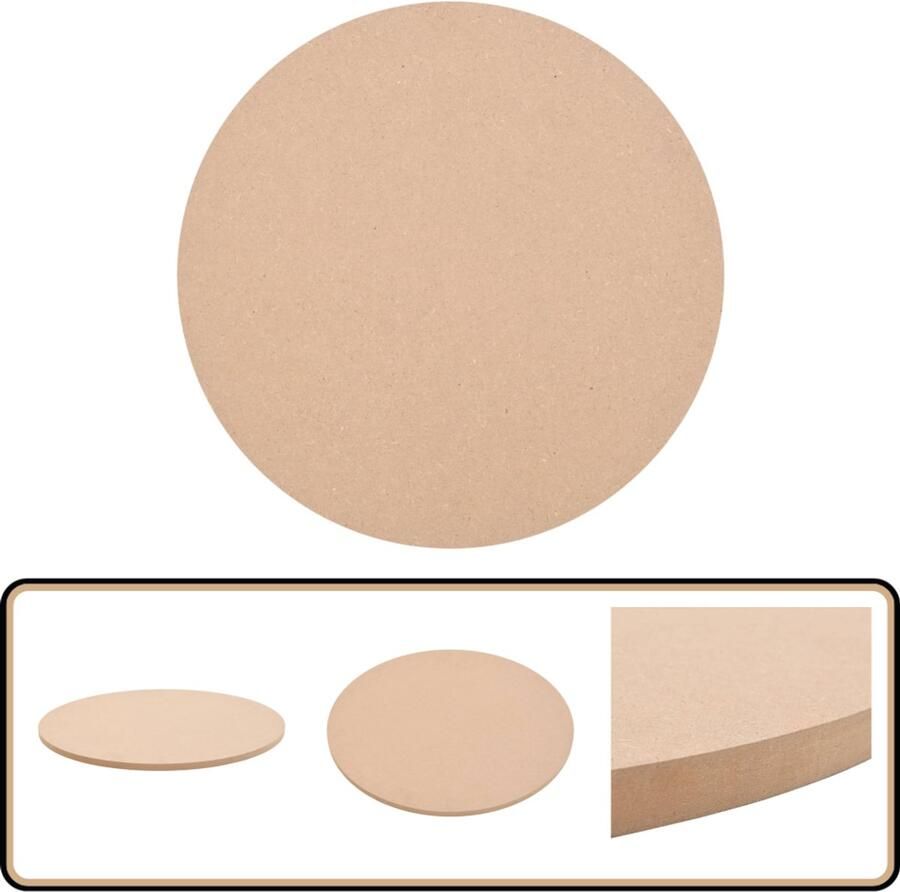 VidaXL Tafelblad Rond MDF 70 cm Beige MDF Tafelblad Ronde Tafelblad Eetkamertafel Blad Salontafelblad Tuintafelblad