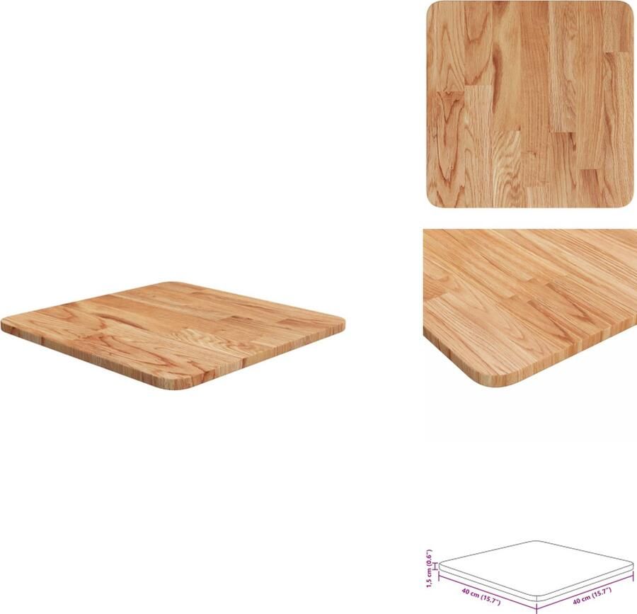 The Living Store Tafelblad vierkant 40x40x1 5cm massief eiken lichtbruin Eikenhouten Tafelblad Massief Eikenhout Tafelblad Vervangen Rustic Design Bruine Tafel - Foto 2