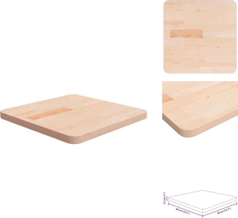 VidaXL Tafelblad Tafel Houten Tafelblad Tafels Tafelblad vierkant 40x40x2 5 cm onbehandeld massief eikenhout