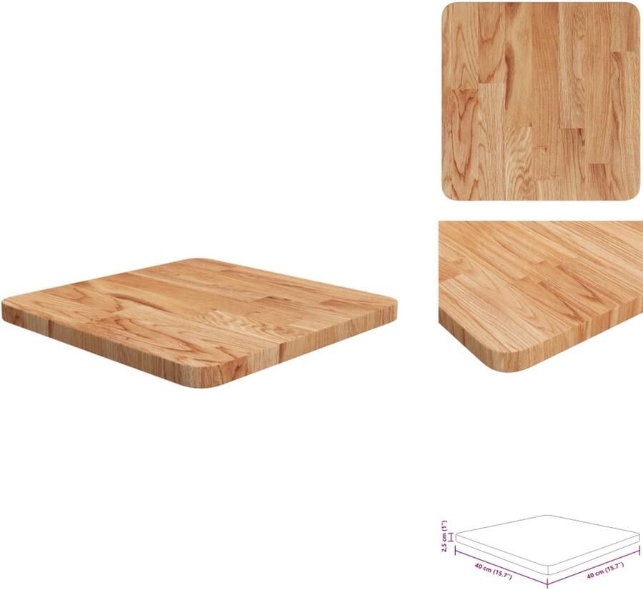 VidaXL Tafelblad Tafel Houten Tafelblad Tafels Tafelblad vierkant 40x40x2 5cm massief eiken lichtbruin