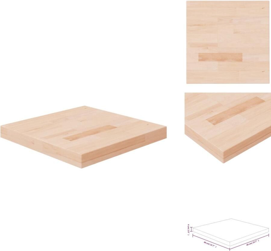 VidaXL Tafelblad Tafel Houten Tafelblad Tafels Tafelblad vierkant 40x40x4 cm onbehandeld massief eikenhout