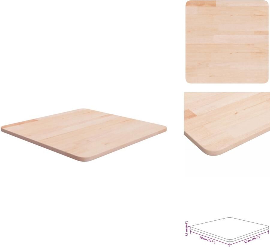 VidaXL Tafelblad Tafel Houten Tafelblad Tafels Tafelblad vierkant 50x50x1 5 cm onbehandeld massief eikenhout