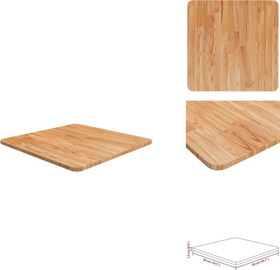 The Living Store Eikenhouten Tafelblad Vierkant 50x50x1.5cm Rustiek Ontwerp Tafelblad Eikenhouten Tafelblad Rustiek Tafelblad Vintage Tafelblad Massief Hout - Foto 3