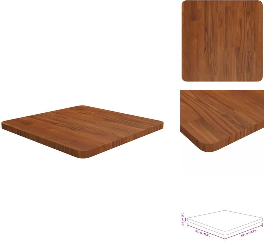 VidaXL Tafelblad Tafel Houten Tafelblad Tafels Tafelblad vierkant 50x50x2 5cm behandeld eiken donkerbruin