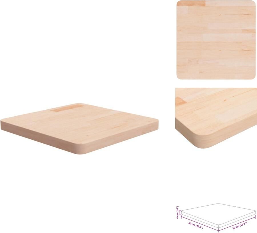VidaXL Tafelblad Tafel Houten Tafelblad Tafels Tafelblad vierkant 50x50x4 cm onbehandeld massief eikenhout