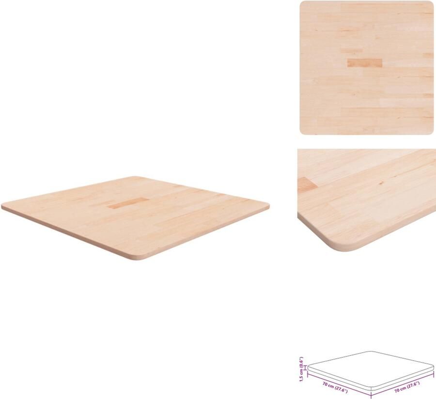VidaXL Tafelblad Tafel Houten Tafelblad Tafels Tafelblad vierkant 70x70x1 5 cm onbehandeld massief eikenhout