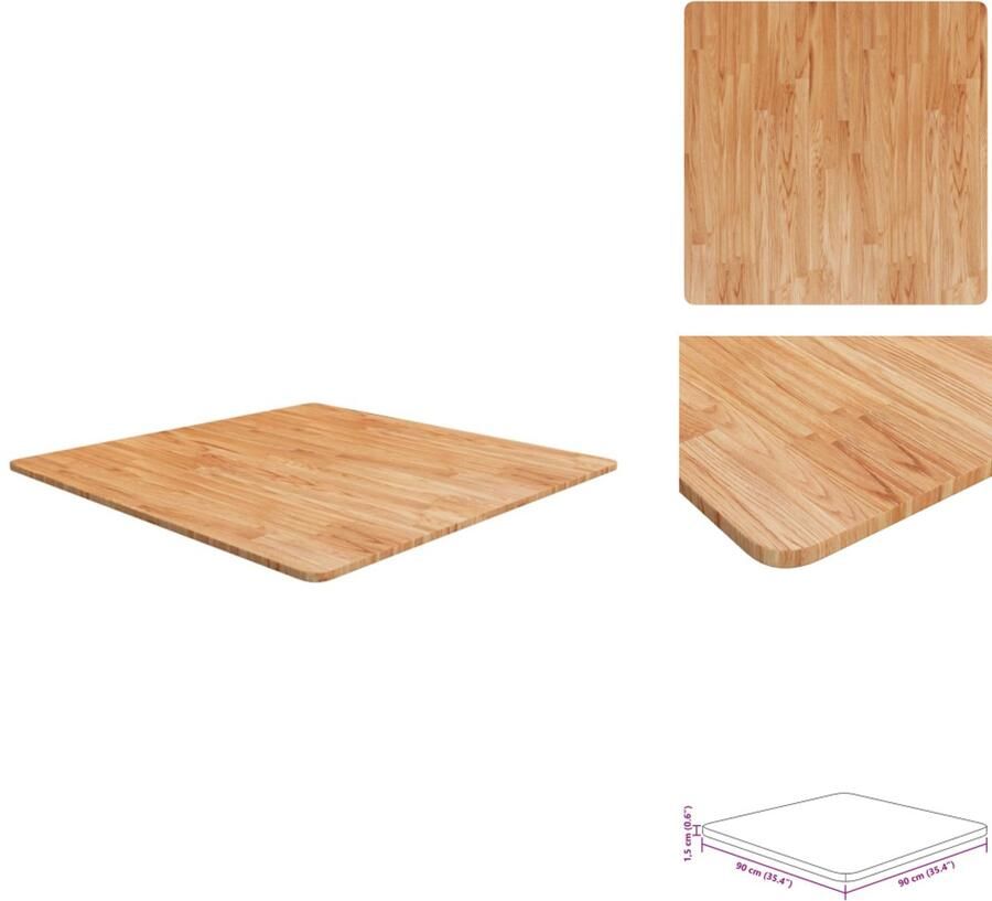 VidaXL Tafelblad Tafel Houten Tafelblad Tafels Tafelblad vierkant 90x90x1 5cm massief eiken lichtbruin