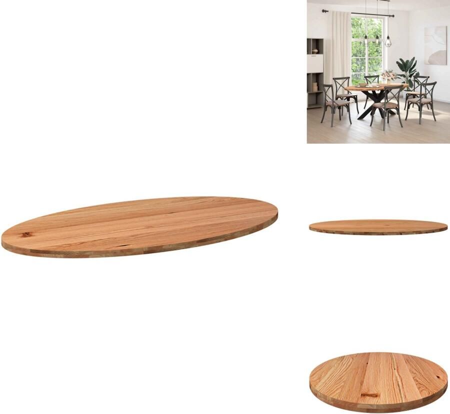 VidaXL Tafelblad Tafelbladen Eettafelblad Eetkamer Tafelblad 180x90x4 cm ovaal massief eikenhout lichtbruin