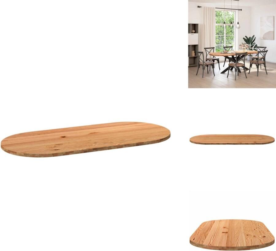 VidaXL Tafelblad Tafelbladen Eettafelblad Eetkamer Tafelblad 220x100x4 cm ovaal massief eikenhout lichtbruin