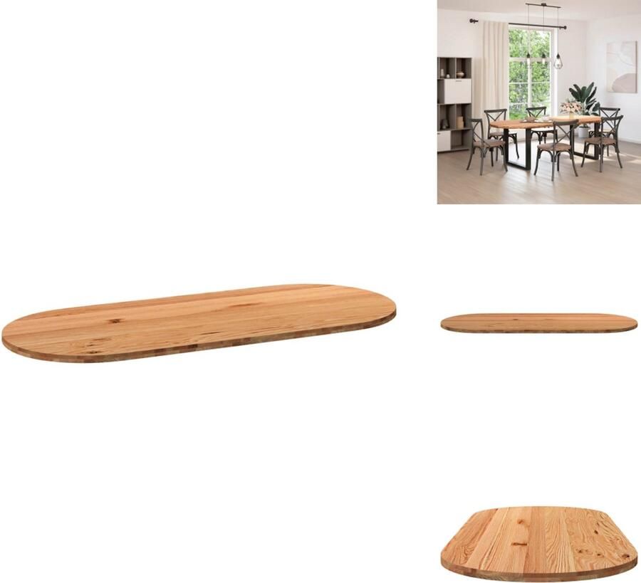 VidaXL Tafelblad Tafelbladen Eettafelblad Eetkamer Tafelblad 240x100x4 cm ovaal massief eikenhout lichtbruin