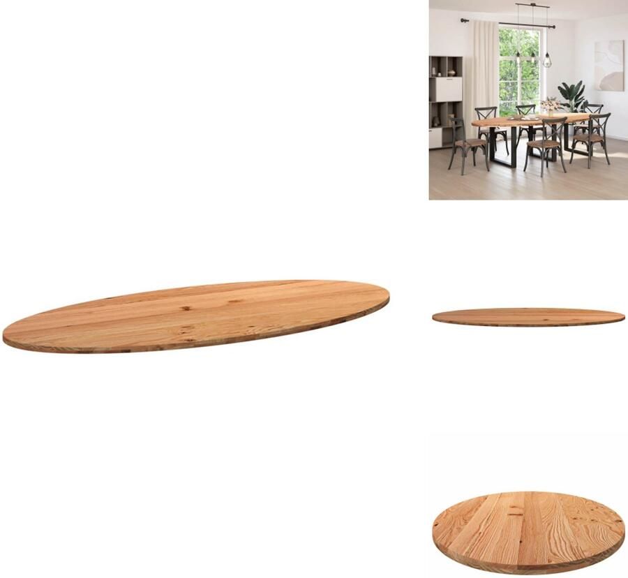 VidaXL Tafelblad Tafelbladen Eettafelblad Eetkamer Tafelblad 280x120x4 cm ovaal massief eikenhout lichtbruin