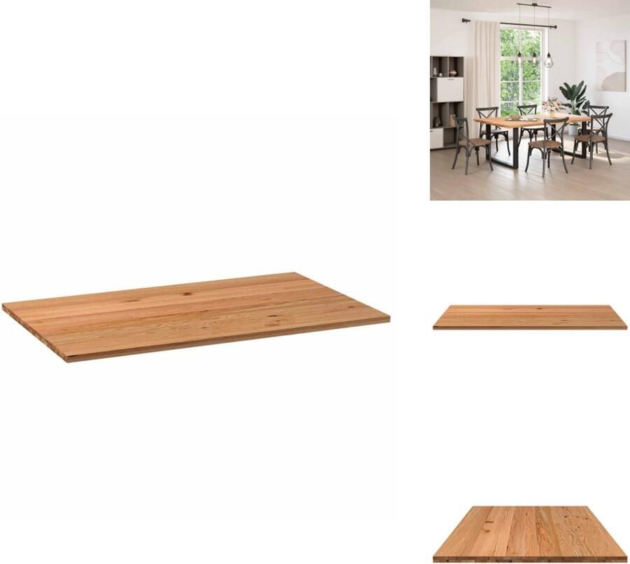 VidaXL Tafelblad Tafelbladen Eettafelblad Eetkamer Tafelblad rechthoekig 200x120x4 cm massief eikenhout lichtbruin