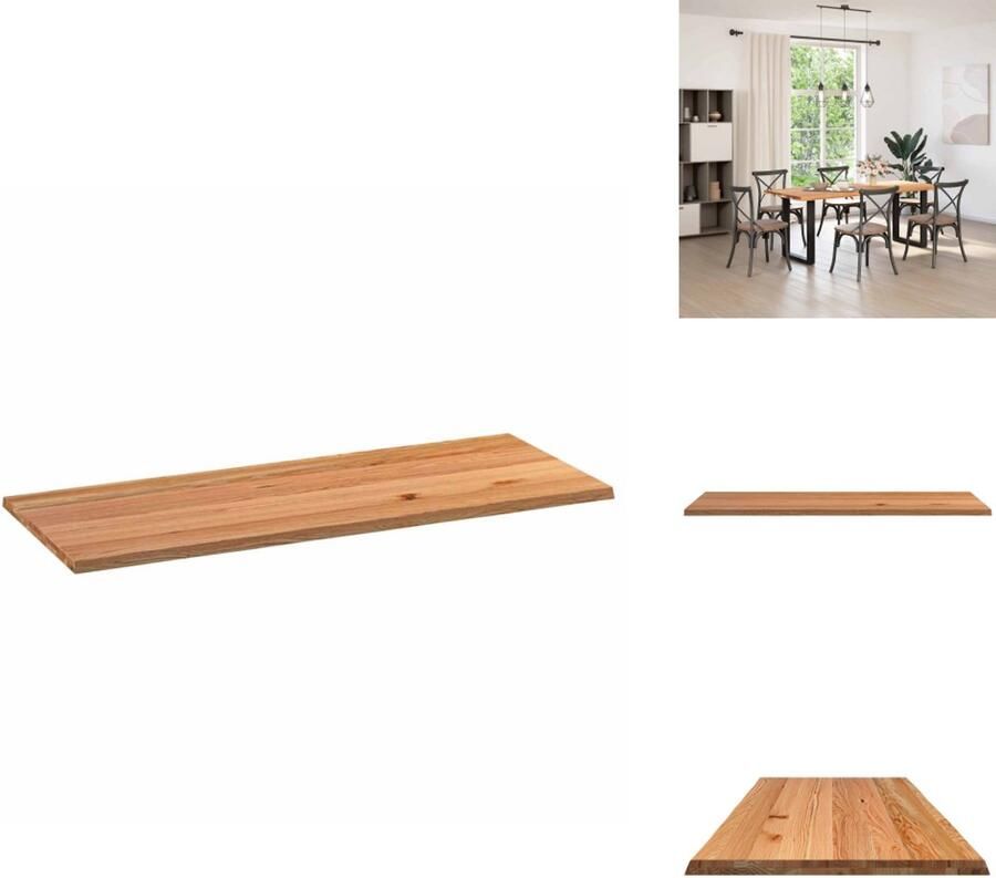 VidaXL Tafelblad Tafelbladen Eettafelblad Eetkamer Tafelblad rechthoekig 200x80x4 2cm massief eikenhout lichtbruin