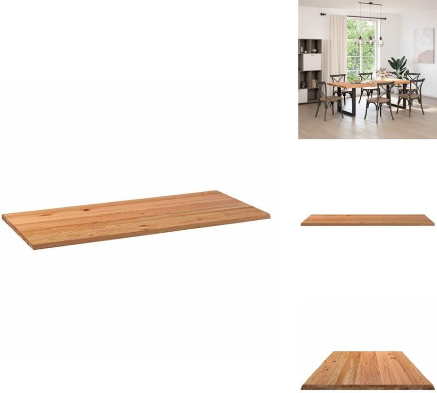 VidaXL Tafelblad Tafelbladen Eettafelblad Eetkamer Tafelblad rechthoekig 220x100x4 2 cm eikenhout lichtbruin