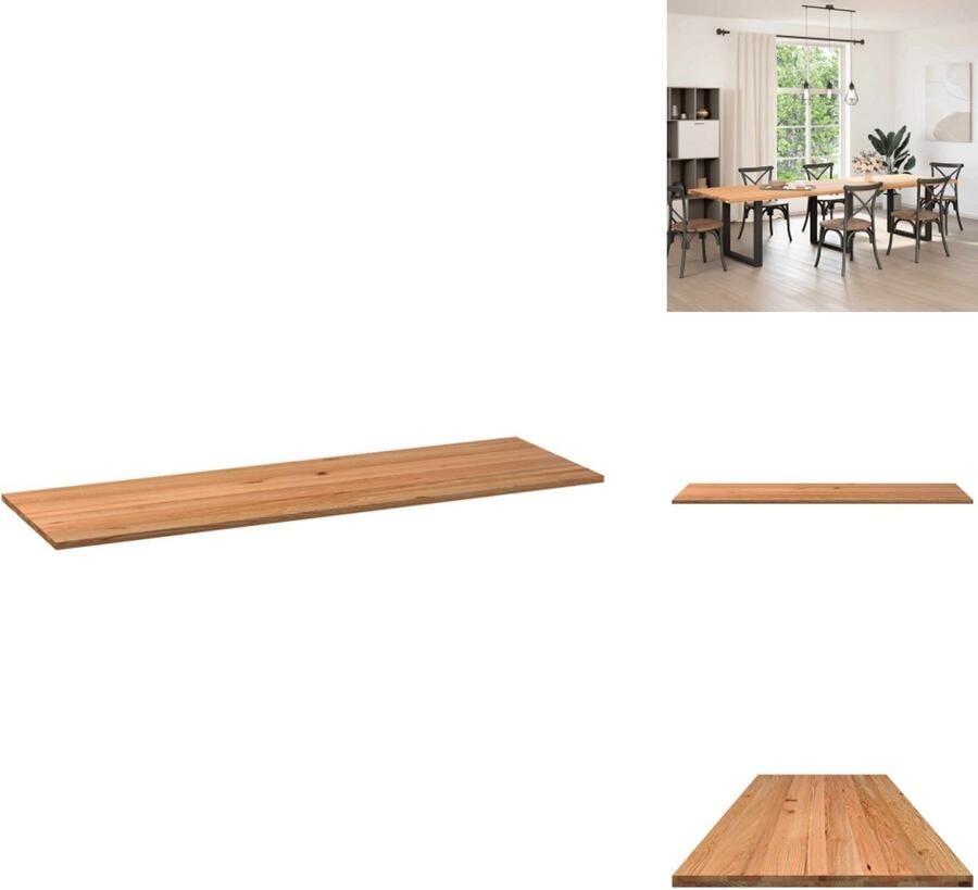 VidaXL Tafelblad Tafelbladen Eettafelblad Eetkamer Tafelblad rechthoekig 320x100x4 cm massief eikenhout lichtbruin