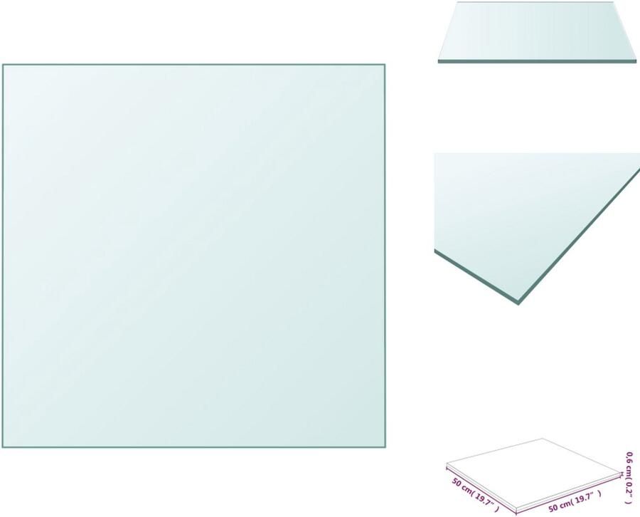 VidaXL Tafelblad Tafelbladen Glazen Tafelblad Vervangend Tafelblad 50x50 cm gehard glas transparant