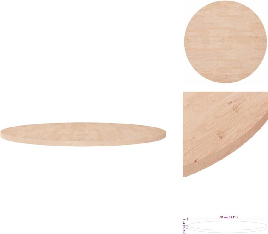 VidaXL Tafelblad Tafelbladen Houten Tafelblad Blad Tafelblad rond Ø90x2 5 cm onbehandeld massief eikenhout
