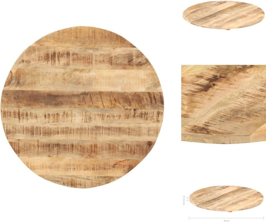 VidaXL Tafelblad Tafelbladen Houten Tafelblad Massief Houten Tafelblad rond 15-16 mm 40 cm massief mangohout