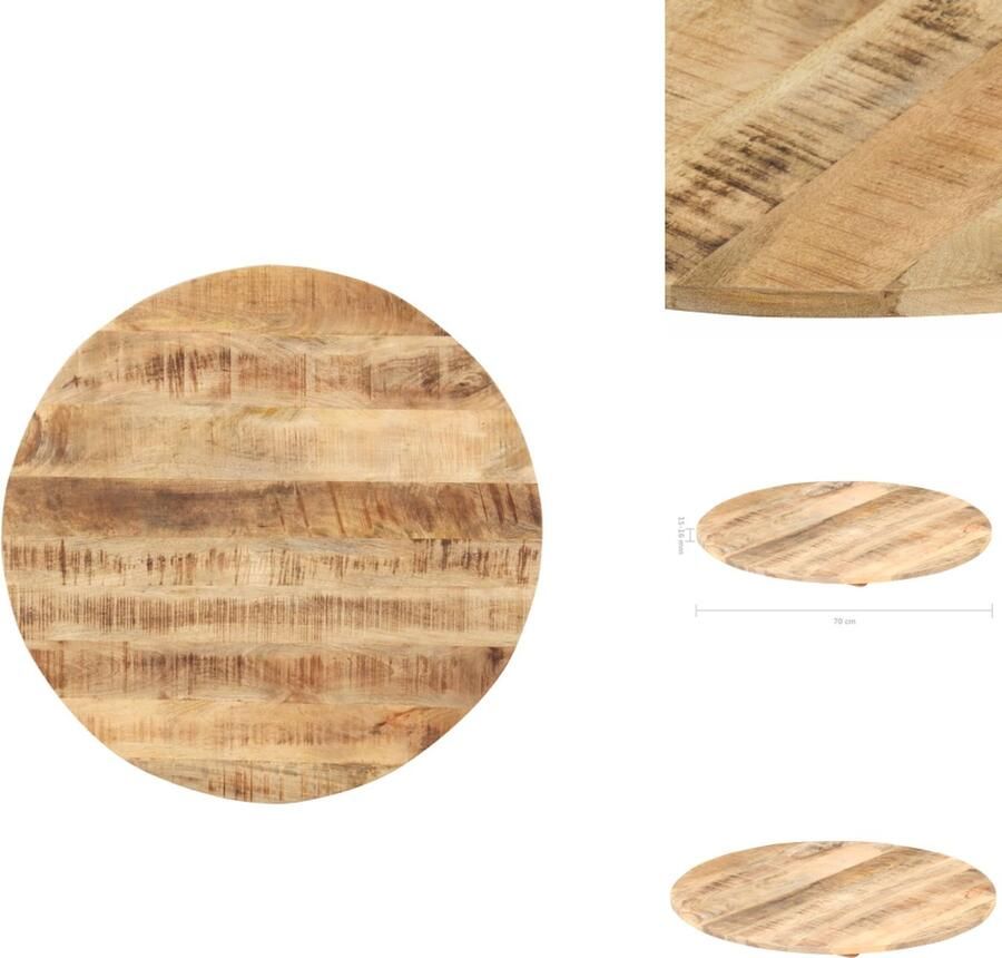 VidaXL Tafelblad Tafelbladen Houten Tafelblad Massief Houten Tafelblad rond 15-16 mm 70 cm massief mangohout