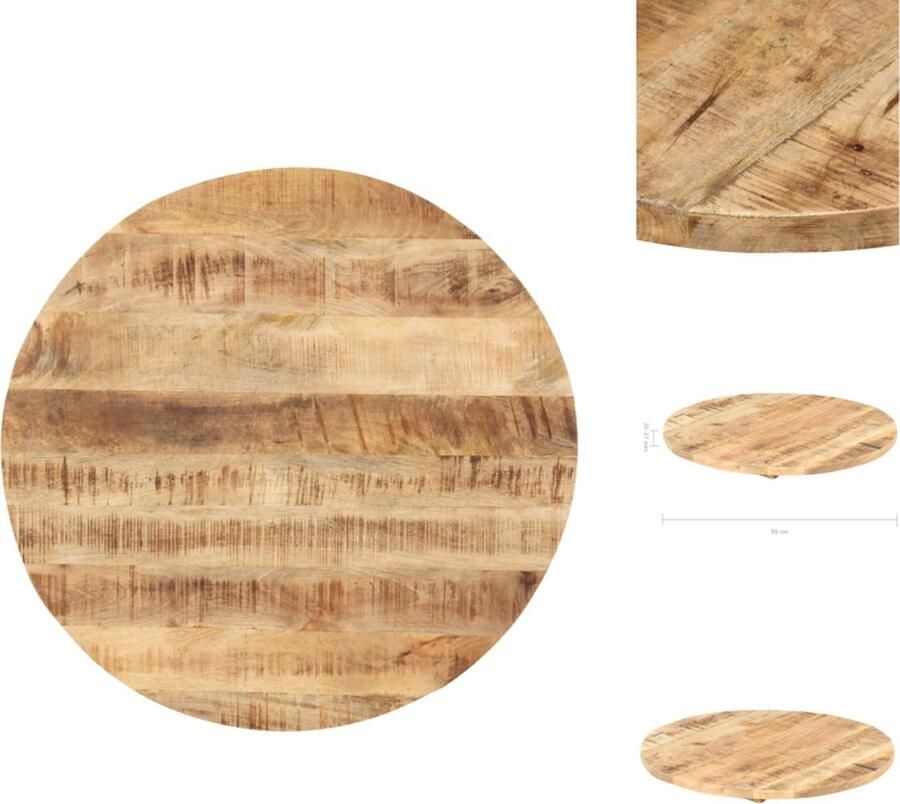 VidaXL Houten Tafelblad Massief Mangohout Diameter 50 cm Dikte 25-27 mm Gepolijst Geschilderd en Gelakt Tafelonderdeel