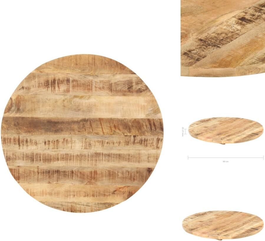 VidaXL Tafelblad Tafelbladen Houten Tafelblad Massief Houten Tafelblad rond 25-27 mm 60 cm massief mangohout