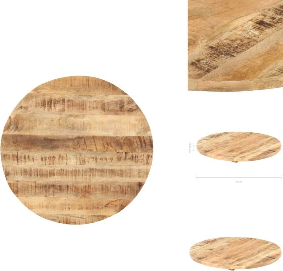 VidaXL Tafelblad Tafelbladen Houten Tafelblad Massief Houten Tafelblad rond 25-27 mm 70 cm massief mangohout