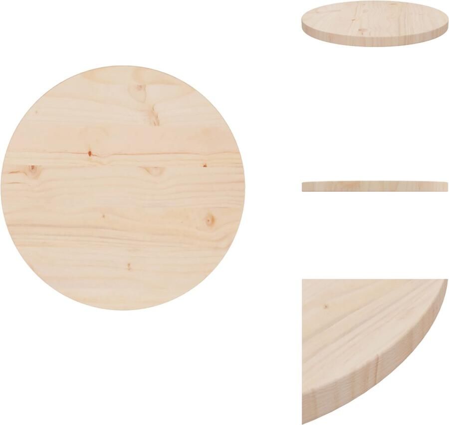 VidaXL Tafelblad Tafelbladen Houten Tafelblad Rond Tafelblad Ø40x2-5 cm massief grenenhout