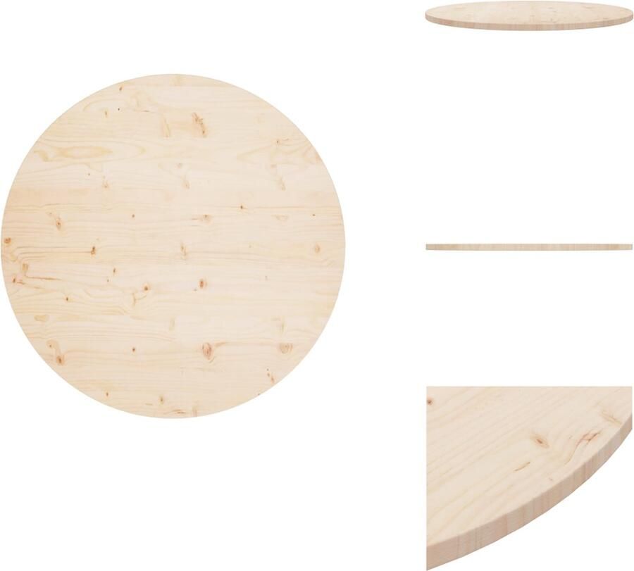 VidaXL Tafelblad Tafelbladen Houten Tafelblad Rond Tafelblad Ø90x2-5 cm massief grenenhout
